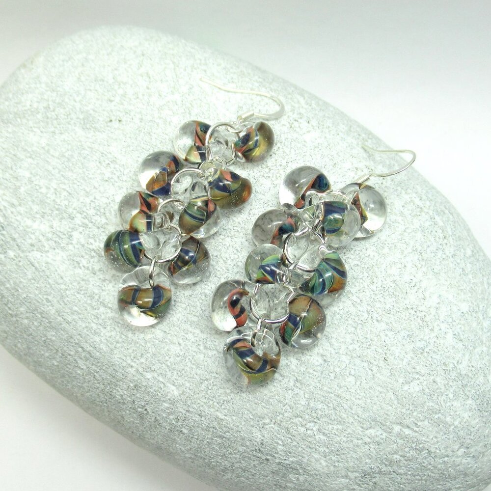 Boro glass cluster earrings